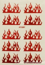 Red Fire Flame Nail Art Decal Stickers Self-Adhesive 4 Types
