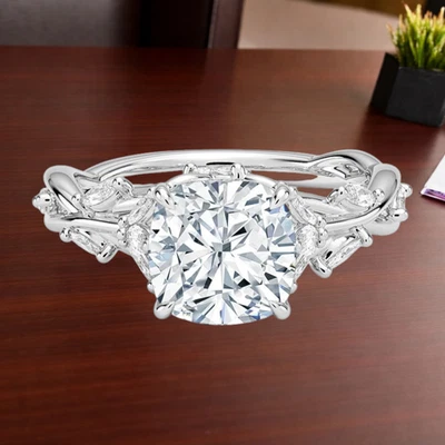 4.50 Ct Cushion IGI Certified Lab Created Diamond Engagement Ring 18k White Gold - Image 1 of 4