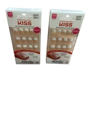 PACK OF 2 KISS Salon Acrylic French Nails Medium Length 62287 28 Nails