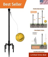 All-Weather Tetherball Set - Adjustable Height, Heavy Duty Steel for Outdoor Fun