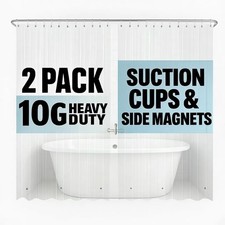 2 PCS 72x72 Inch 10G Heavy Duty Clear Shower Curtain Liners Magnets Guard