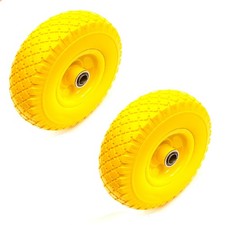 2x PU Wheel & 3.00-4 Tyre 10 Inch Solid Flat Free 20mm Ball Bearings Wheelbarrow