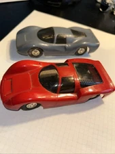 (2) Eldon  1/32 scale Slot Cars Porsche  Porsche Carrera 906 Original Cars Red &