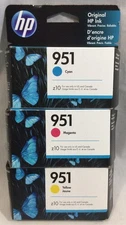 3pk Genuine HP 951 3-Color Cyan,Magenta, Yellow - Exp date 2022 (Retail Box) NEW