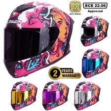 Ls2 Ff820 Rapid Iii Full Face Motorcycle Crash Helmet Cyberg Purple Tinted Visor