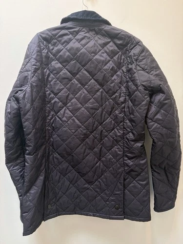 Barbour Men's Liddesdale Quilted Jacket Navy Blue, Size XL Oris Watch Branding image 8