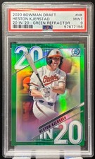 2020 Bowman Draft Heston Kjerstad 20 in '20 Green Refractor #/99 Orioles PSA 9
