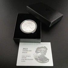 2022 W American Silver Eagle Proof 1 oz .999 Fine Coin Original Capsule Box CoA