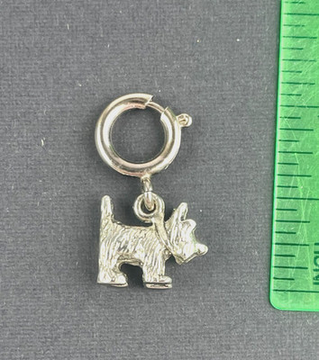 Silver-Tone Scottish Terrier (Scottie) Dog Charm, 1/2'' x 1/2'', Spring Ring Clasp