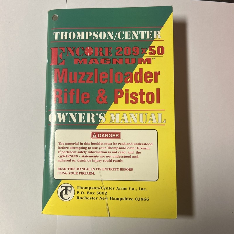 Thompson/Center Encore 20 x50 Muzzleloader Rifle & Pistol Owner's Manual 