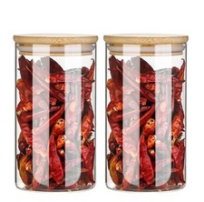 2 Pack 350ml 12oz Clear Glass Food Storage Jars Containers with Airtight Bamb...
