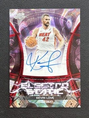 2025-26 Topps Chrome Cosmic Electro-Static Auto 4/5 Red On Card Kevin Love