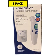 (5 Pack) Advantus Non-Contact 5-In-1 Instant Infrared Thermometer, Fever Alert