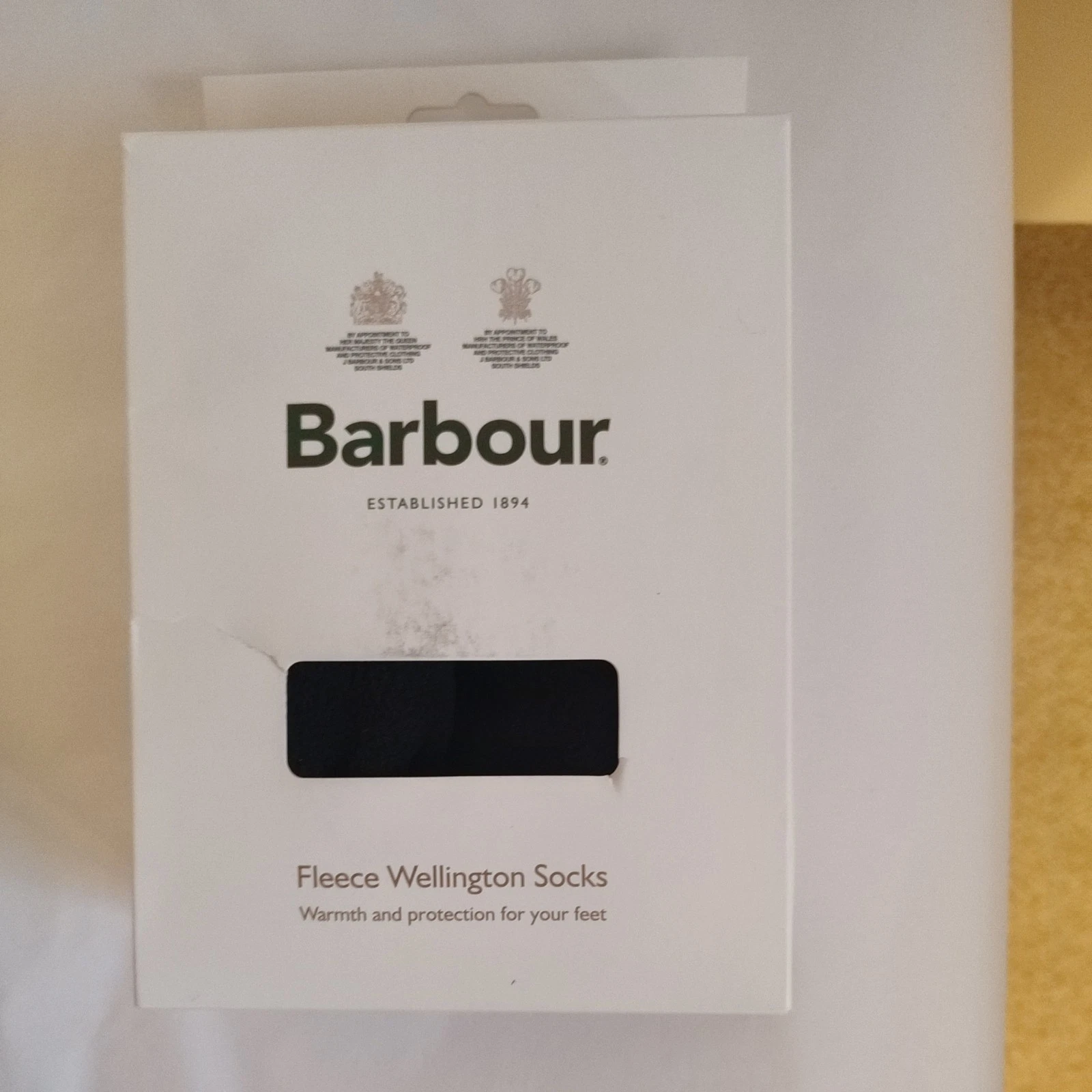 Barbour Fleece Wellington Socks Unisex Size Medium Black Long Outdoor New