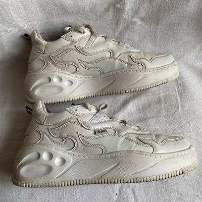 Buffalo London Flat Xtra White Flames Leather Low Top Platform