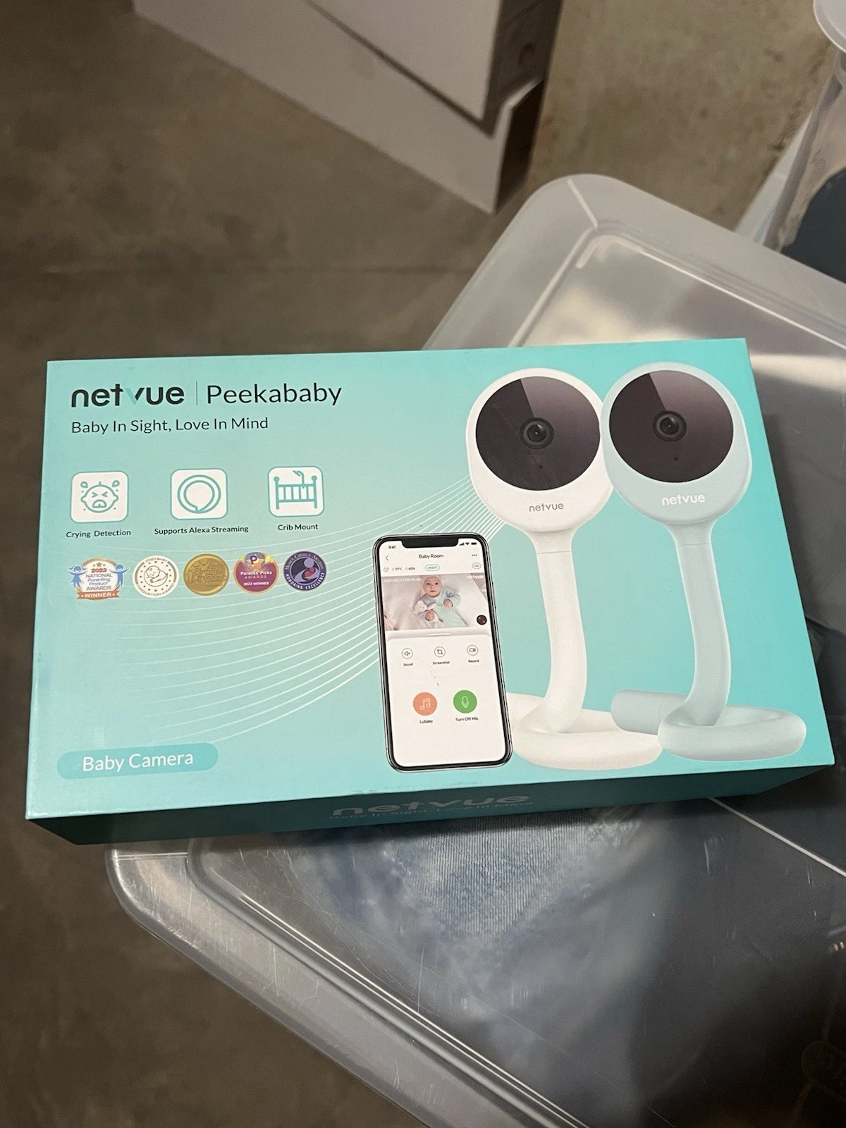 NETVUE Peekababy Baby Monitor – Wi-Fi Camera – Crib Mount – 2-Way Talk – White