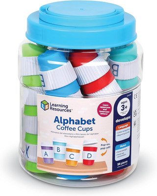 Alphabet Coffee Cups - ABC Toys, Phonics Practice, Reading Readiness, Language D