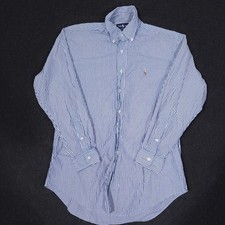 Polo Ralph Lauren Oxford Button Down Shirt Mens 16-34 Blue Striped Flesh Pony