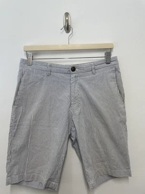 REISS Men's Apollo Striped Chino Shorts Size W30 White Blue 100% Cotton - Image 1 of 4