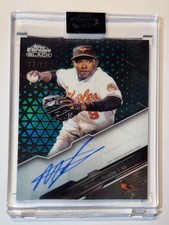 2020 Topps Chrome Black Auto messy Miguel Tejada #CBA-TEJ Green Refractor /99