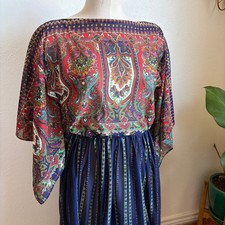 60s Vintage Butterfly Sleeve Midi Dress