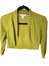 dressbarn Green Knit Open Bolero Shrug Sweater Women's Size 6 3/4 Sleeve