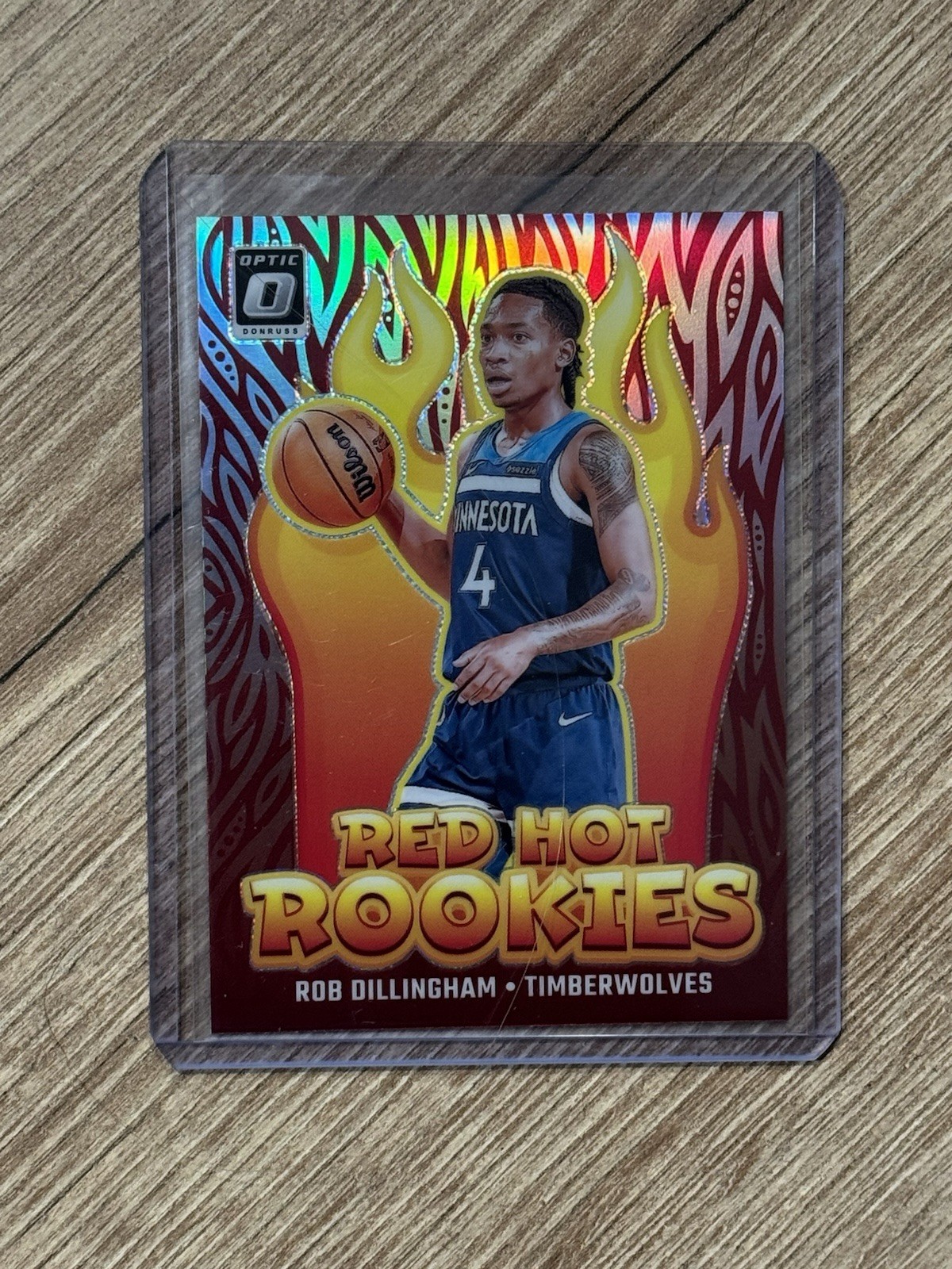 2024-25 Donruss Optic Rob Dillingham Red Hot Rookies Holo Prizm #7 Timberwolves