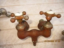 VINTAGE CLAWFOOT TUB FAUCETS PORCELAIN HANDLES 2