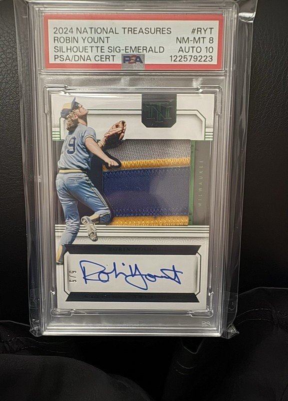Panini 2024 National Treasures Robin Yount Emerald Auto SS-RYT /5 PSA 122579223