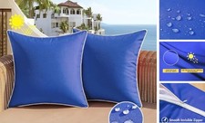 Outdoor Waterproof Throw Pillow Covers 16x16 16" x 16" Pack of 2 Navy Blue