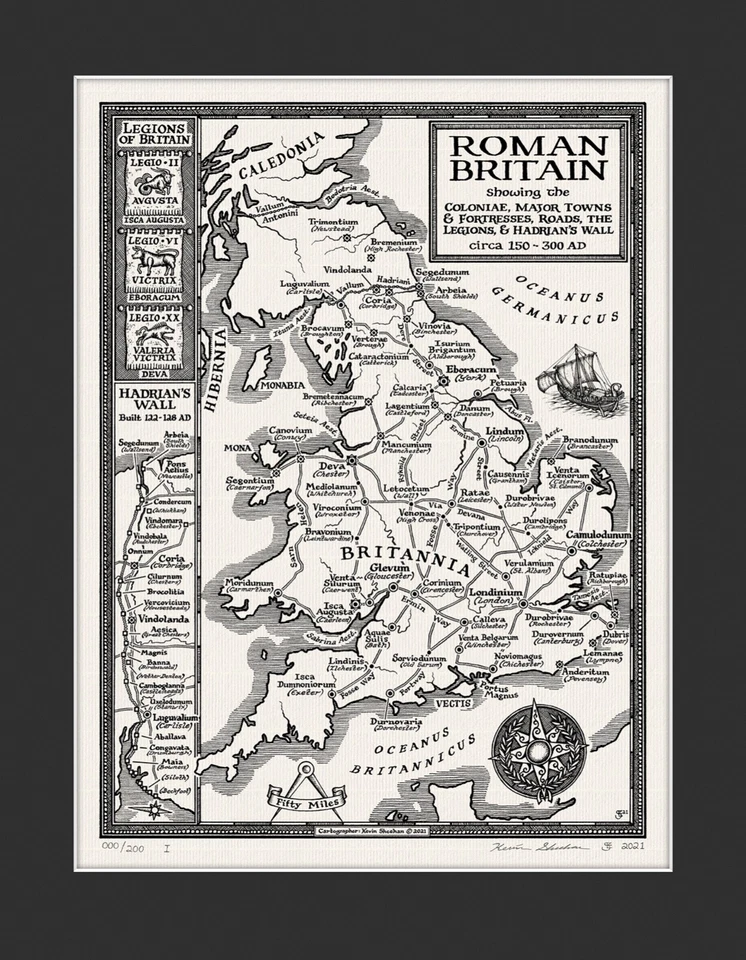 Map of Roman Britain [with mount] - Fine Art by Manuscript Maps - Image 2 of 4