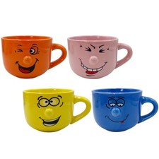 Set 4 Tazze Colazione Tisane Mug Cup Grande 450ml Porcellana Multicolore 218F