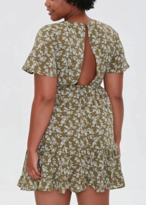 Forever 21+ Plus Sage Green Floral Bell-Sleeve Sexy Open Back Mini Dress 2X NWT | eBay Forever 21+ Plus Sage Green Floral Bell-Sleeve Sexy Open Back Mini Dress 2X NWT | eBay
