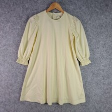 COS Dress Girls 9-10 Years Yellow Long Sleeve Puff Sleeve Round Neck 6454