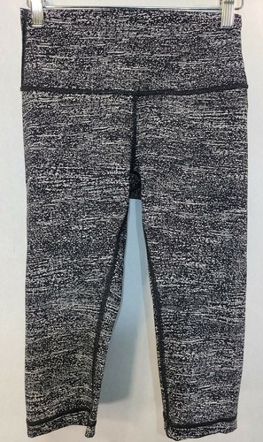 Lululemon 6 Wunder Under Hi-Rise 1/2 Tight Legging Air Time White Black 17" RARE - Picture 2 of 11