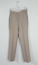 Vintage 80s Dress Slacks Pinstripe Khaki Beige Pants Women's Size 26"