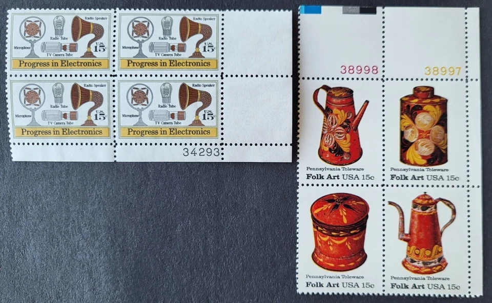 Five USA 15-cent plate blocks MNH - see description - Image 3 of 3