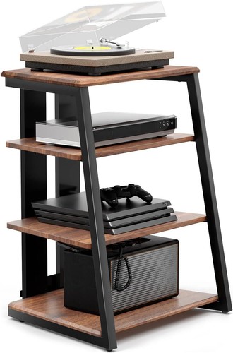 FITUEYES DESIGN HIFI Stand Record Player 24” x 20.4” x 30.6”, Walnut
