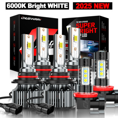 For 2006-2012 Toyota RAV4 6x 6000K LED Headlight Hi/Lo + Fog Light Bulbs