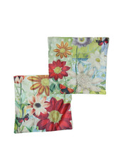 Summer Flowers Themed Throw Pillow Covers 17.5 X 17.5 New Set Of Two