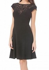JS Collections ~ Black Jersey Sequin Illusion Lace A-Line Party Dress 6 NEW $269