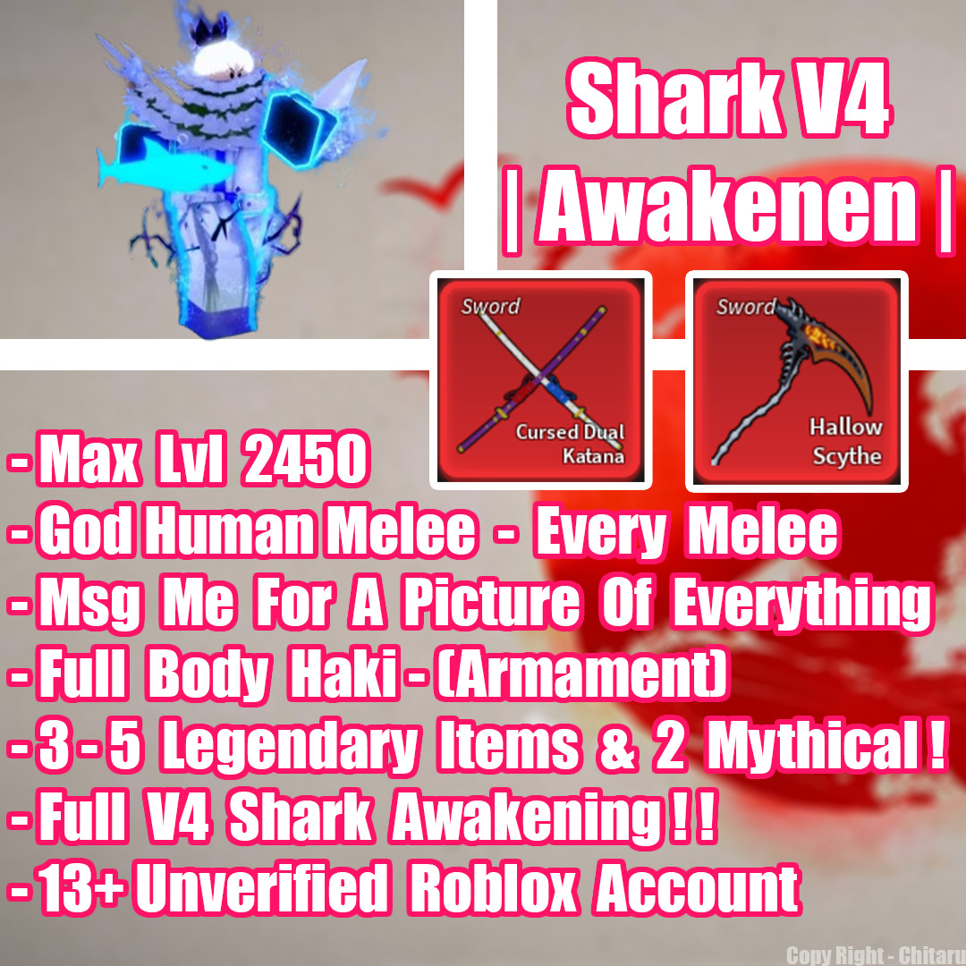 Blox Fruit Account Lv:2450Max, Awaken Dark, GodHuman