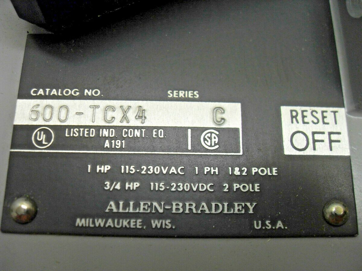 Manual Motor Starter 277V 1-Phase - Allen Bradley - (600-T0X4-E) — Metro  Systems