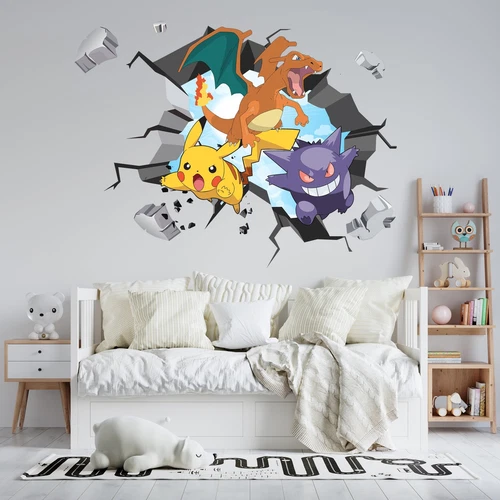 Pokemon 3D WALL EXPLOSION Decal Wall Sticker Decor Art