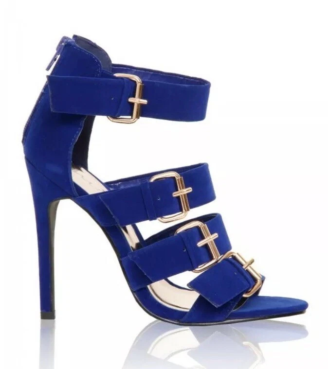Sandali con top tacco blu elettrico