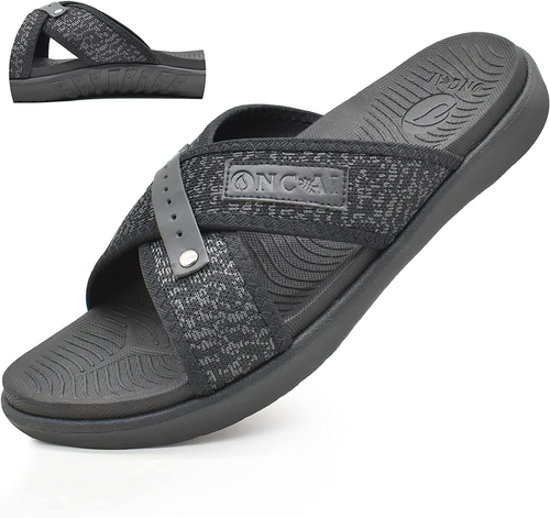ONCAI Mens Criss Cross Sandals,Arch Support Recovery Sport Slippers Slides...  | eBay