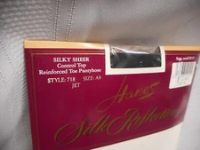 Hanes Silk Reflections Silky Sheer Non-Control Top BARELY BLACK Size EF