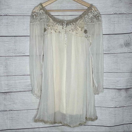 Free People Embellished Boho Tunic Dress & Intimately Free Nude Spandex Slip XS - Picture 7 of 12