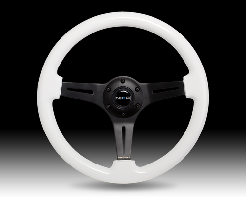 NRG WHITE Wood Grain Steering Wheel BLACK Center 3-Spoke NRG WHITE Wood Grain Steering Wheel BLACK Center 3-Spoke