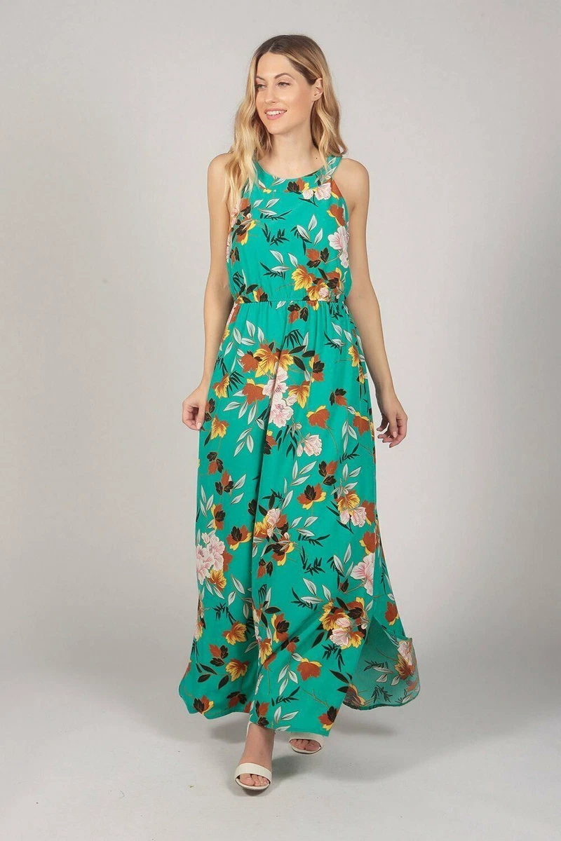 Tropical halter cheap maxi dress